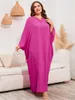 Roupas étnicas Mulheres Muçulmanas Roes Vermelho Kaftan Plus Size Dubai Abaya Vestido Longo Manga Morcego Médio Oriente Ramadan Robe Turco Islâmico