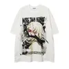 メンズTシャツ特大のアニメの漫画キャラクターグラフィックプリントTシャツサマーヒップホップトップティーカジュアルファッションストリートウェア