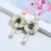 Dangle Earrings Fashion Simple Creative Personal Drop for Women with Faux Pearl Cloth Flower Design Female Charm Kolczyki