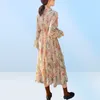 Heydress Vintage Floral Print Women Szyfonowa sukienka z pełnym rękawem koronkowa sukienka żeńska Slim talia Midi Vestidos Spring 2104268342898