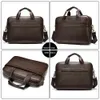 BRECHCASES WESTAL HERS BAG Äkta läder Män portfölj för Laptop 14 Messenger Men's Leather Bag Business Portfolio för dokument A4 7022 231101