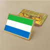 Pin de bandera de Sierra Leona para fiesta, insignia de medallón Rectangular dorado recubierto de Color de Pvc fundido a presión de Zinc, 2,5x1,5 cm, sin resina añadida