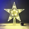 Estrela superior da árvore de Natal de 15 cm luz piscante estrela de plástico transparente de cor quente com luzes