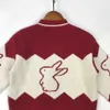 Новый детский свитер, осенний дизайн, трикотаж для девочек, размер 120-160, жаккардовый детский вязаный пуловер с милым кроликом, 25 октября