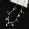 Mode Crystal Stars Diamond Lettre Pendentif Collier Collier de luxe en argent pour femmes pour les fêtes de mariage Bijoux cadeau de Noël de haute qualité avec boîte