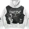 Heren Hoodies Hoodie Punk Stijl Gotische Schedelprint Retro Mode Loose Fit Trend Pullover Y2k Crop Top Sweatshirt