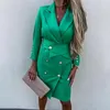 Damenanzüge Frauen Herbst Anzug Kragen Slim Fit Langarm Zweireiher Arbeitskleid Lässig Einfarbig Elegant Pendeln Interview Blazer