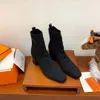 boots designer shoes wool socks boots women boots elastic knitted wool high heels square toe heel height 6.5cm with box