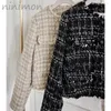Women's Jackets NINIMON Wool-Blend Fancy Tweed Jacket Elegant Slim Short Outwear With Pockets Coat Single-Breasted Jacke Cardigan