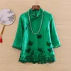 Ethnic Clothing High-end Spring Summer Chinese Style Embroidery Butterfly Organza Blouse Women Fashion Elegant Loose Lady Shirt Top S-XXL