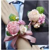 Decorative Flowers Wreaths Decorative Flowers 1 Piece Wedding Groom Boutonniere Or Bridal Hand Wrist Flower Artificial Floral Suppli Dhli5