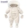 Macacão Ircomll Hight Quality Roupas de Bebê Macacões para Crianças Inverno Com Capuz com Pele Quente Infantil Romper Macacão Crianças Roupas Toddle 231031