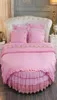 Bedding Sets 100 Cotton Round Bed 4 PCS Embroidery Tassels Lace Edge Pillowcase Duvet Cover Fitted Sheet And Skirt 200cm 220cm4796565