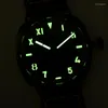 Armbanduhren 44mm Retro Klassisch Mechanische Uhr Militär Schweiz Leuchtend Wasserdicht Edelstahl Saphirglas Herren