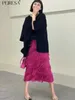 Jupes Peiresa Miyake 2023 Été Mode coréenne Jupe plissée Femmes Gland Couleur Solide Vintage Taille haute avec élastique Midi