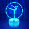 Nocne światła taniec balet 3D lampa iluzja LED LED Pokój Dekor Dotknij zdalny stół