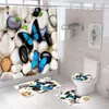 Rideaux de douche 3D impression numérique fleurs rideau de douche imperméable salle de bain rideaux coloré rideau de douche ensemble tapis de bain tapis R231101