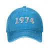 Casquettes de baseball en coton personnalisé en 1974, cadeaux d'anniversaire, casquette de baseball, sport, femmes, hommes, chapeau de papa réglable, été