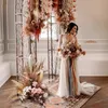 Flores secas Luxo Natural Pampas Grass Pu Fan Artificial Flower Row Wedding Arch Deco Reed Rose Pendurado Arranjo Floral Festa Prop 231101