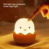 Nattlampor led barn Touch Night Light Soft Silicone USB uppladdningsbar sovrum Dekor gåva Animal äggskal Chick Bedside Lamp P230331