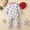 Jumpsuits 0-18 maanden pasgeboren baby meisje romper kleding lange mouw bloem bodysuit kostuum mooie baby lente jumpsuit outfit met hoedL231101