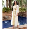 Etniska kläder Eid Party Caftan Evening Marocko Elegant Women Muslim Abaya Lace paljetter Long Maxi Dress Turkiet Arabiska Dubai Kaftan Vestido