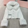 Sweaters Plush Collar Knitted Cardigan Women Coat Designer Rhinestone Button Sweaters Tops Fashion Knitting Hoodie