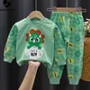 Pajamas Kids Boys Girls Pajama Sets Cartoon Print Long Sleeve Cute T Shirt Tops with Pants Toddler Baby Autumn Sleeping Clothes 230331