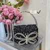 French Fairy Shiny Stupid Broken Stone Bow Small Square Bag Abend Party Box Bag Handheld Bag Girl 230401