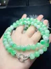 Correntes Natural Verde Jade A Beads Pulseira Bangle 10mm 52 Jadite Pulseiras 925 Jóias de Prata Presente