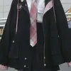 Kvinnors jackor japanska kawaii blixtlås pink kvinnasjacka 2023 koreansk färgmatchande vår och höstkläder förlorar söta kvinnliga toppar kappa