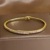 Bangle 2023 Design Elegant Crystal Thin Open Bangles bracelets for Women Fashion Brand Jewelry Delicate Twist 231101