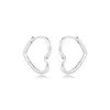Hoop oorbellen Real 925 Sterling Silver Earring Asymmetrisch hart voor vrouwelijke sieraden Pendientes Bijoux