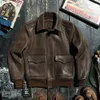 Men's Leather Faux Leather Retro Light Brown Autumn Men's A2 Jacket Plus Size 4XL American Military Style Natural Cowhide Pilot Genuine Leather Coats 231101