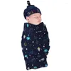 Filtar spädbarn sömn wrap trasa med hatt andningsbara saker Kön neutrala för baby