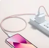 PD 20W Färger fläta USB-C snabb laddningskabel för Samsung Xiaomi Huawei