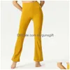 Pantalones de yoga para mujer Correr Street Groove Flares Cintura alta Vientre apretado Deportes Entrenamiento Y Nueve minutos Entrega de gota Dhlz8