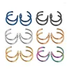 Hoopörhängen för titan 2 ringar öron manschettklipp på broskring ringer falska läppnäs smycken dekoration multi-färg