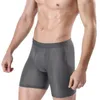 Underbyxor 4 Pack Mens Shorts Ice Silk Comfort Breattable Underpants Mesh Lång ben Kort viskos Underkläder för män byxor Innerwear Gift 231031