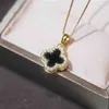 Luxury Designer van clover necklace four leaf chain S925 Silver Screen Red Same Style Multi Wear Black and White Double Sided Diamond Clover for Girlfriend