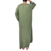 Ropa de dormir para hombres WENAM Bata de algodón Kaftan Thobe Túnica Camisa de peregrino con bolsillos Vestido de noche negro de alta calidad