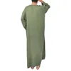 Mäns sömnkläder Wenam Cotton Robe Kaftan Thobe Tunic Pilgrim Shirt med fickor Högkvalitativ svart loungewear nattklänning