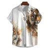Camisas casuais masculinas camisa havaiana social verão oversize manga curta blusa floral respirável luxo tático tigre padrão roupas