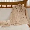 Женская одежда для сна Kawaii Пижамы Корейская мода Сладкий комплект из 2 предметов Осенний топ с длинными рукавами Брюки Пижамный комплект для женской одежды Домашняя 231031