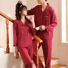 Women's Sleepwear Spring Autumn Casual Couple Women Men Houndstooth Jacquard Long Sleeve Shirt Pants Pajama Set Homewear Loungewear