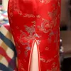 Casual jurken 17Colors Chinese cheongsam traditionele bruiloft qipao vrouw borduurwerk elegante split jurk vrouwelijke bloemen bodycon 230331