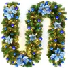 Décorations de Noël 2,7 m rotin avec guirlande de fleurs LED couronne pour portes suspendues ornements de Noël arbre de Noël artificiel décoration de Noël 231101