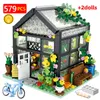 Blocs City Street View Creative Coffee Shop House Flower Building Block Architecture Bricks avec LED Light Sets jouets pour filles 230331