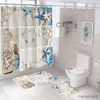 Shower Curtains Bath Curtain Shell Ocean Beach Print Shower Curtain Waterproof Bath Screen For Girls Boys Gift with R231101