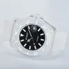腕時計の男性女性アクリル腕時計ファッションデザイナースポーツレジャー防水自動時計透明プレートユニセックスライストウォッチ